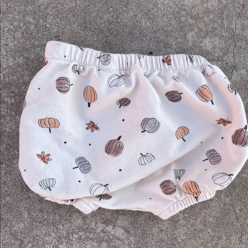 🌈 Zara White Pumpkin Print Diaper Cover Bloomers Fall Vibes Sz 6/9M